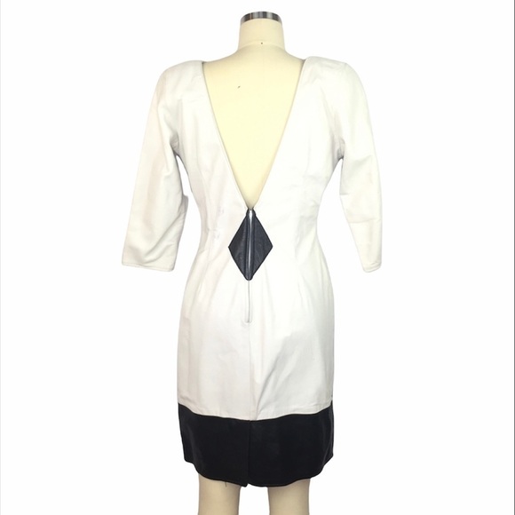 RARE Vintage Leathercraft Process 80's White Leather Fitted Dress Diamond Detail - Picture 7 of 14